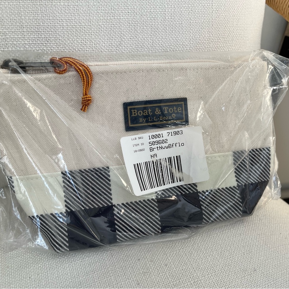 L.L. Bean Black and White Checkered Cosmetic Bag